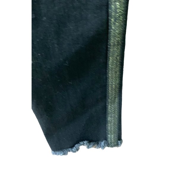 LOFT Womens Size 26 2 Skinny Jeans Black Bling Gold Racing Stripe Raw Hem Slim P - Picture 2 of 5